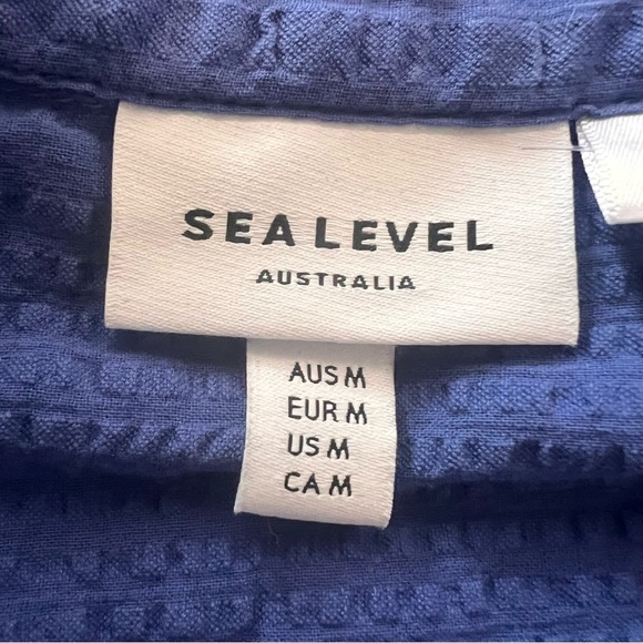 Seasalt Cornwall Blue Textured Cotton Blend Button Down Shirt SZ M New - Picture 4 of 6